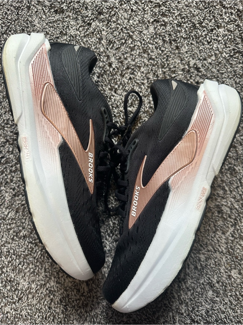 Womens BROOKS Ghost 3 Max Black  Rose Gold Running Walking Gym Sneakers 9.5